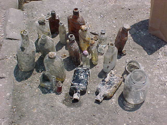 Bottles from the two-story outhouse