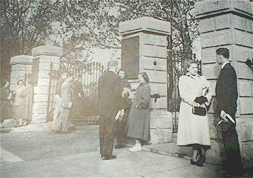 Michigan Street gates in 1953; click here to link to the Alumni Association page