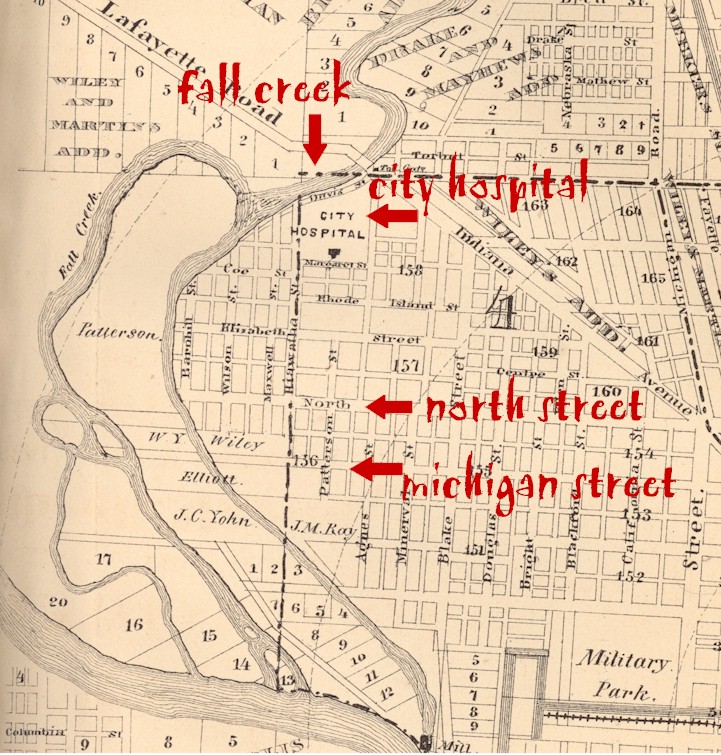 1870 campus map;  IUPUI University Library Special Collections and Archives